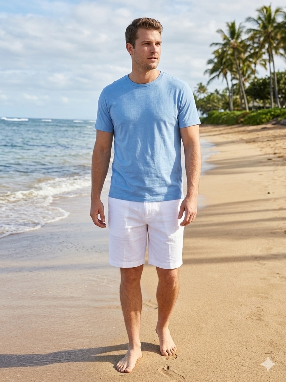NAUTICA Men's White Linen-Blend Flat Front Shorts. Size 40 W